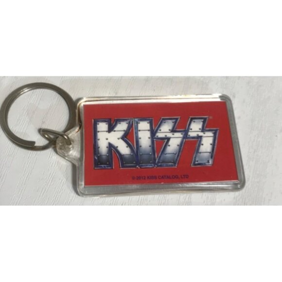 KISS Band Logo Keychain Ring 2012 KISS Catalog Ltd Red & Silver Collectible - Picture 1 of 4